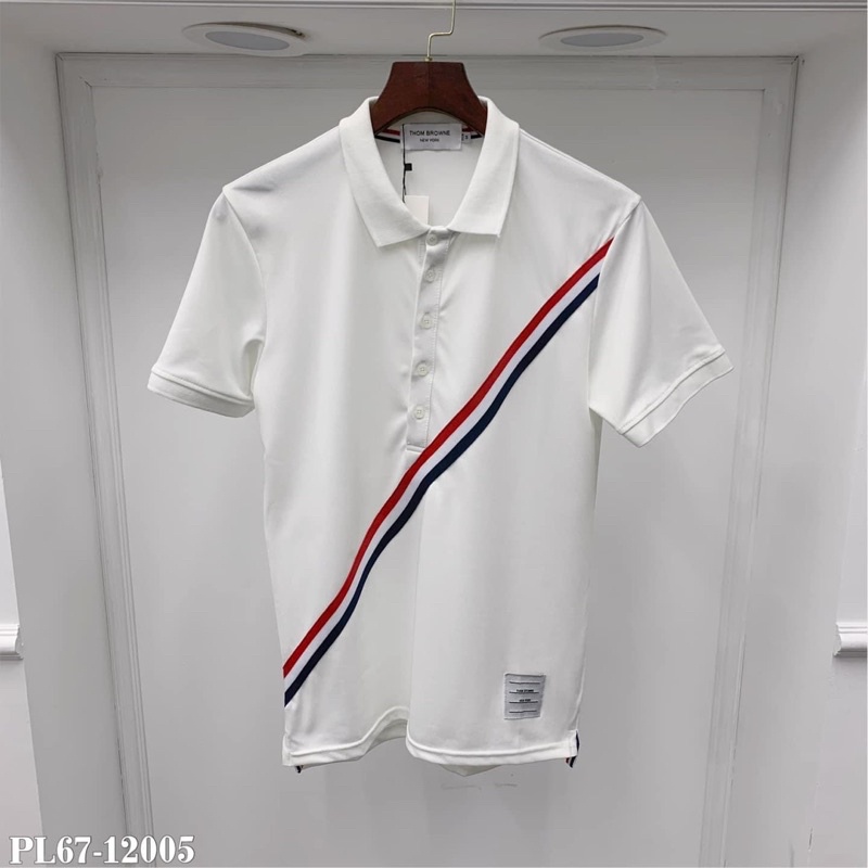 Áo phông có cổ vạt chéo thêu cực chất