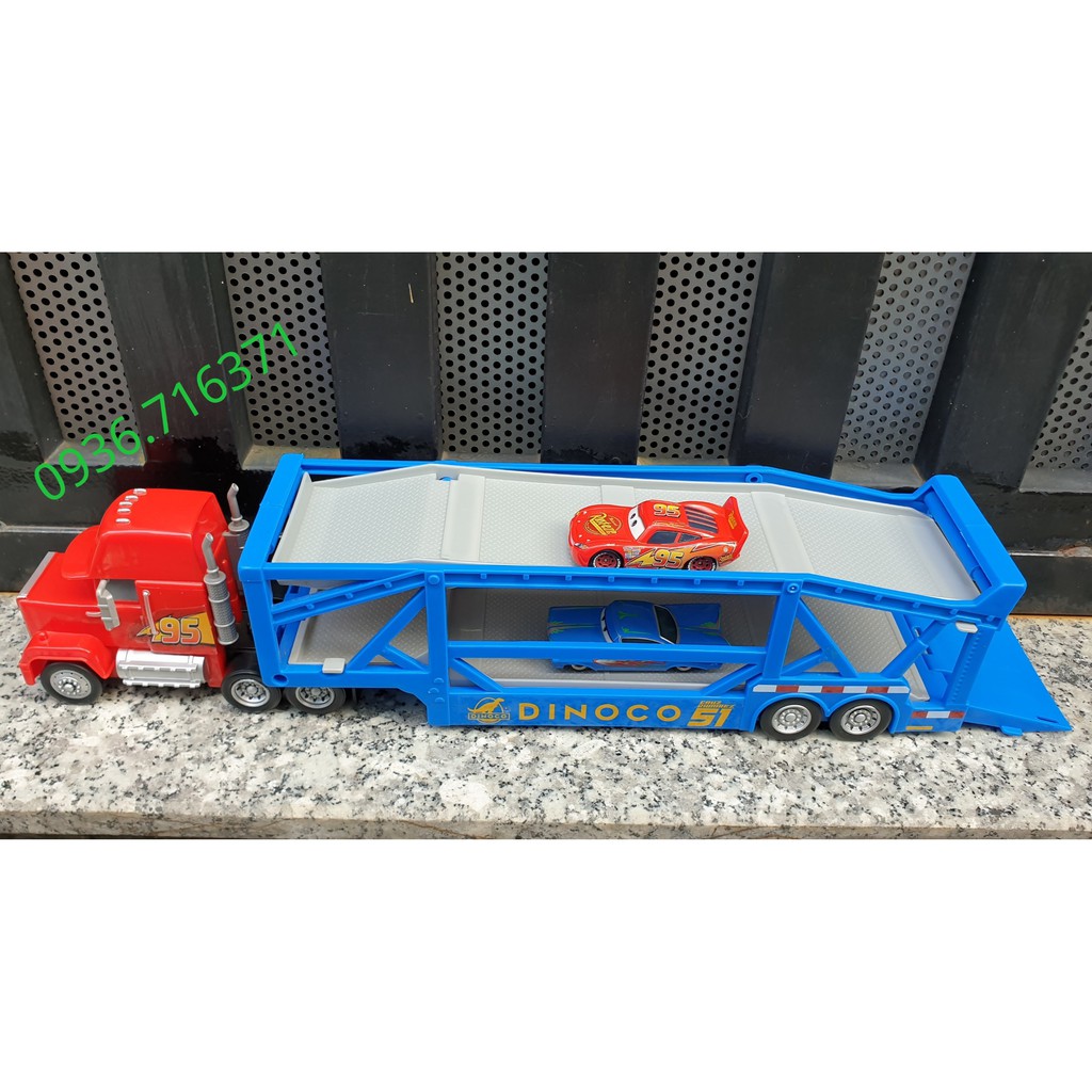 Xe tải Cars Mack chở xe size đại hàng Mattel xuất chuẩn (tặng kèm 2 xe mcqueen nhỏ)