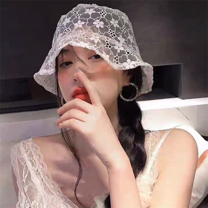 Nón Tai Bèo Phối Ren Hoa Thoáng Khí Phong Cách Hàn Quốc