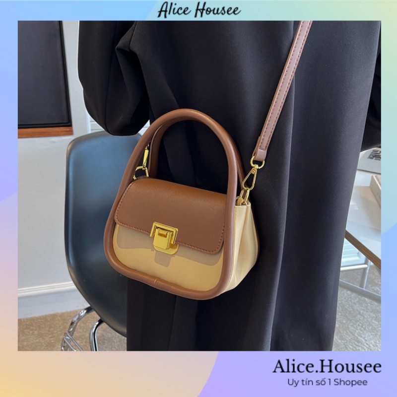 Túi đeo chéo nữ túi xách nữ 2 quai Alicehousee hình vuông cỡ nhỏ phong cách retro thời trang cao cấp QH0008