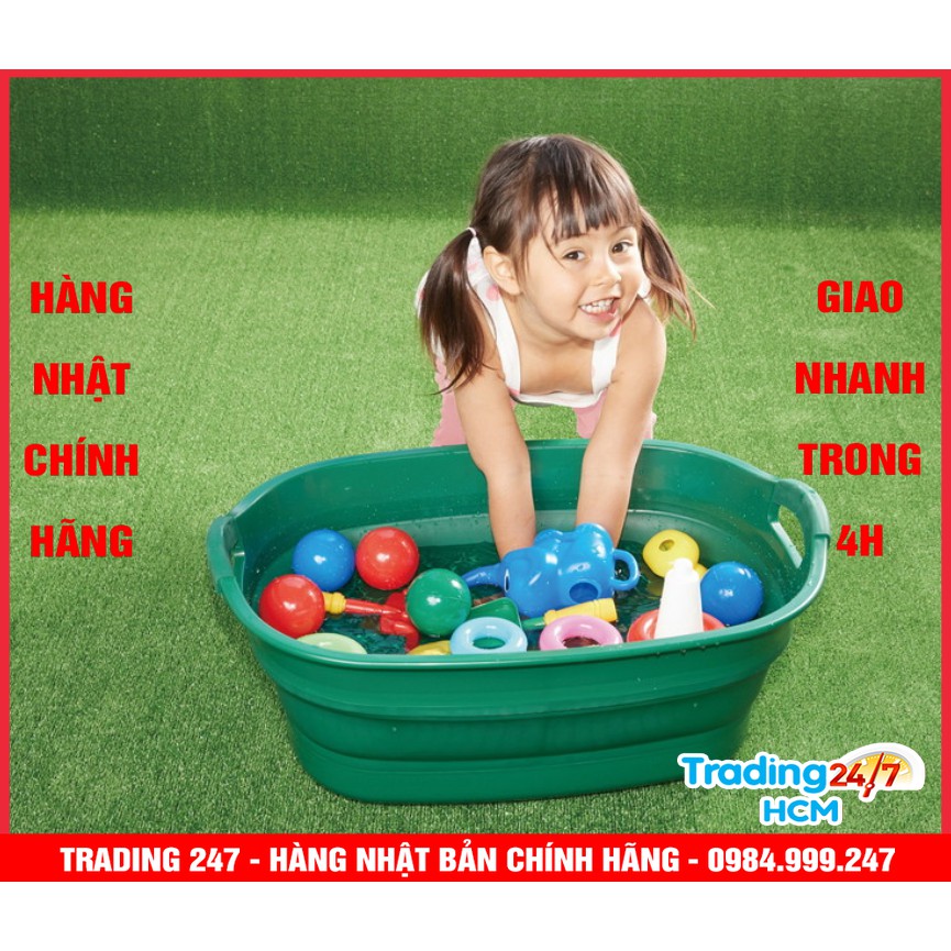[Hỏa tốc HCM] Chậu mềm có thể gấp gọn 23L ISETO màu xanh lá có thể gấp gọn và lỗ thoát nước Nhật Bản