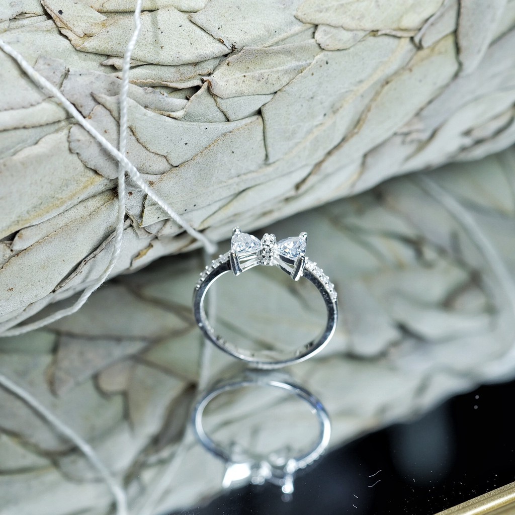 Nhẫn bạc nữ H.A.S hình nơ đính đá Cz cao cấp - Nhẫn nữ thời trang