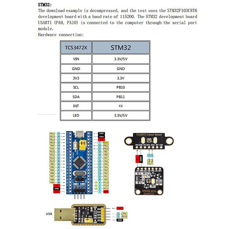 Màu Sắc Cảm Biến Nhận Biết Tcs230 Tcs3200 / 5v Cho Arduino Stm32 Dc 3.3 /