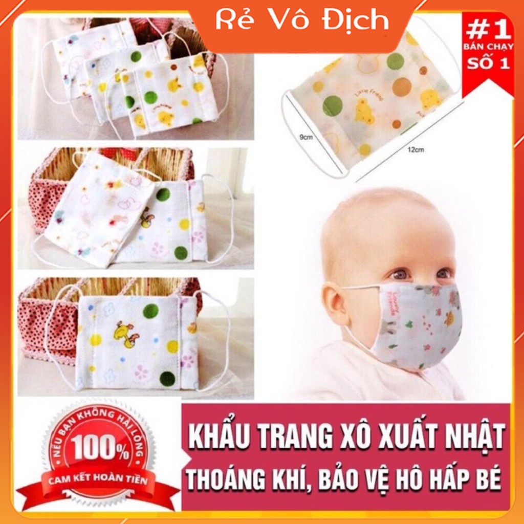 [Combo 5 chiếc] Khẩu Trang Xô 4 Lớp Xuất Nhật Cho Bé Ngăn Vi Khuẩn,Khói Bụi Độc Hại! | WebRaoVat - webraovat.net.vn