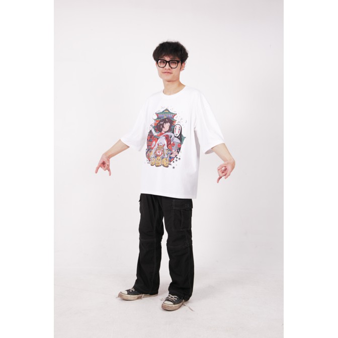 Áo Thun tay lỡ form rộng in hình phim hoạt hình Spirited Away Unisex