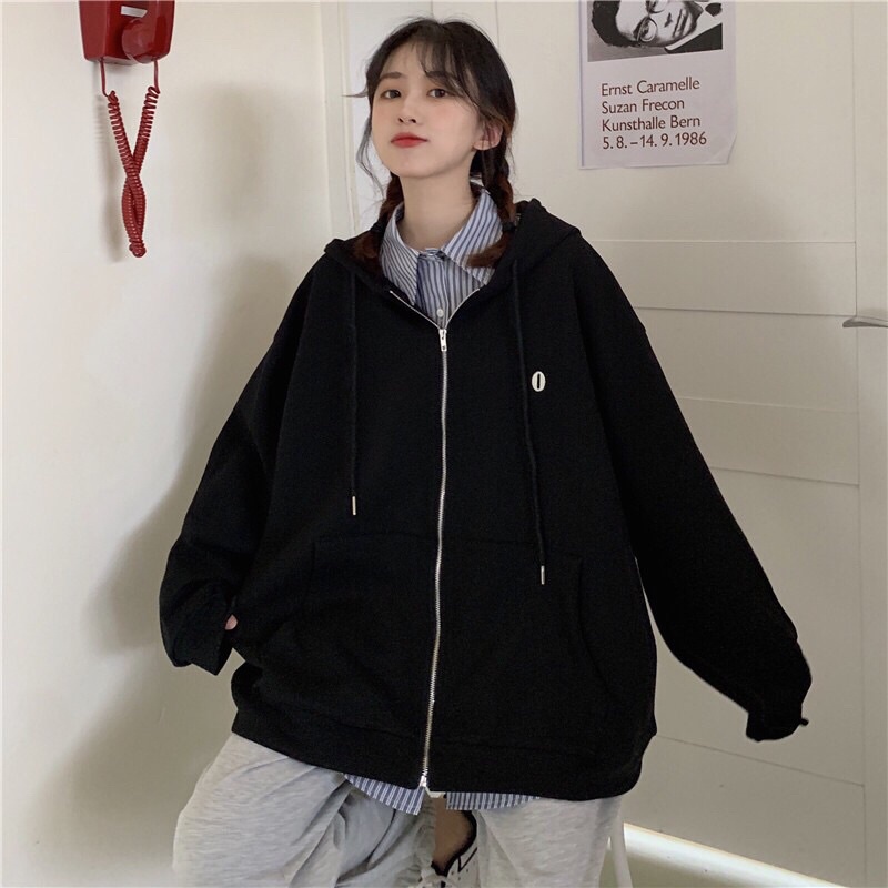 Áo khoác nam nữ form rộng unisex chất nỉ, áo khoác nữ hoodie cardigan có mũ mã ll91 | BigBuy360 - bigbuy360.vn