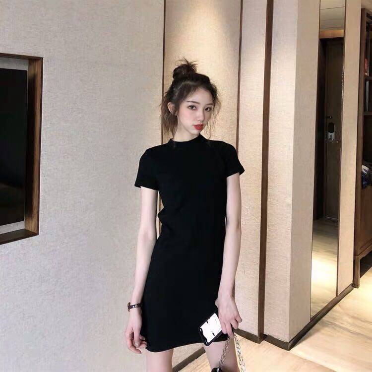 IELGY   Đầm Ngắn Tay Phong Cách Pháp Thời Trang