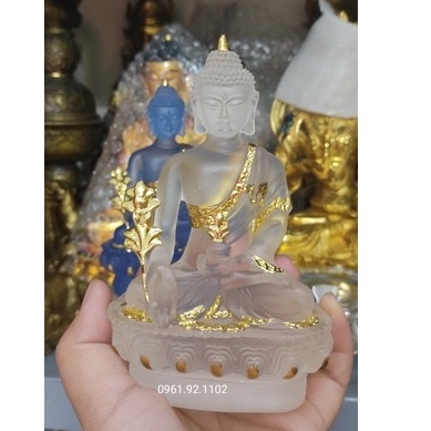 Tượng phật dược sư trắng lưu ly cao 13cm mật tông tây tạng bán tượng đồ thờ cúng