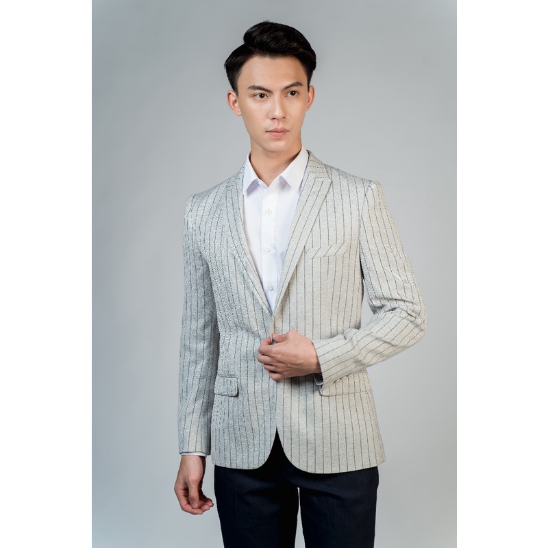 Áo blazer owen màu xám kẻ sọc regular fit vải gỗ namu cao cấp hàn quốc BL23610-GY