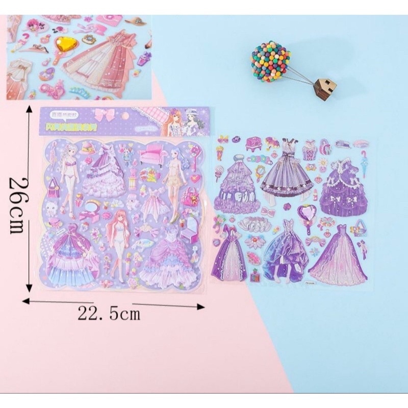 Set 2 Tấm sticker thay trang phục công chúa nhiều mẫu