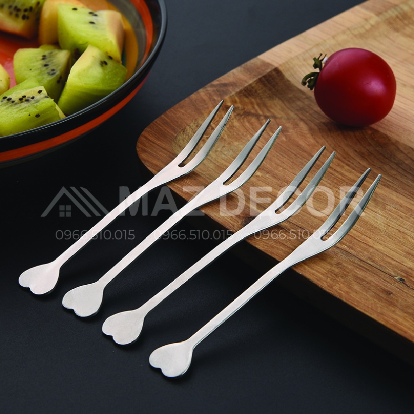 Giá sỉ tại xưởng Bộ 10 chiếc dĩa nĩa inox 2 răng ăn trái cây hoa quả dài 13 cm bền rẻ