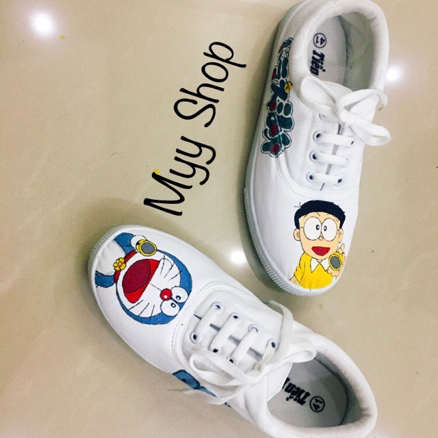 Giày Doremon và Nobita - Giày vẽ tay theo yêu cầu