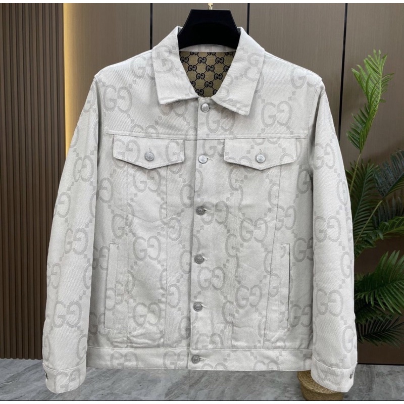Áo khoác gucci vân chìm cao cấp, áo khoác bò nam vân nổi thời trang 2022 siêu hot
