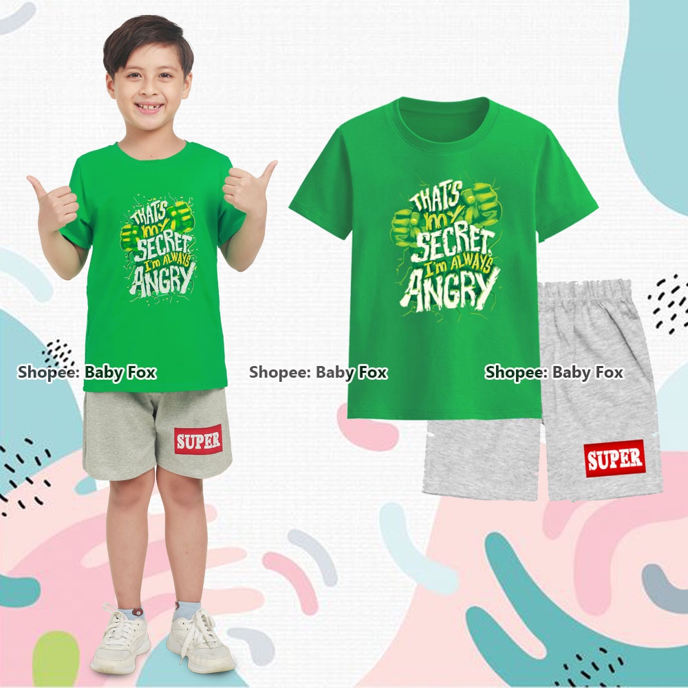Bộ thun bé trai 100% cotton loại tốt, thương hiệu BABY FOX, hình siêu anh hùng, người sắt h