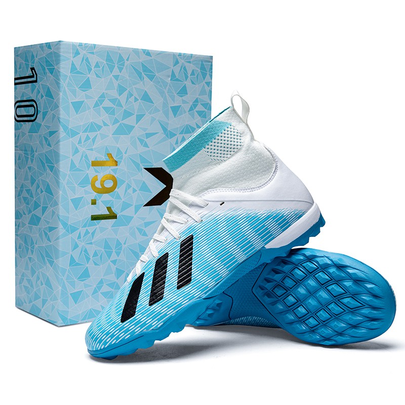 Giày bóng đá cổ cao đá bóng trên sân cỏ nhân tạo màu trắng /đen size 35-47 TF Futsal Shoes Messi Football Boots