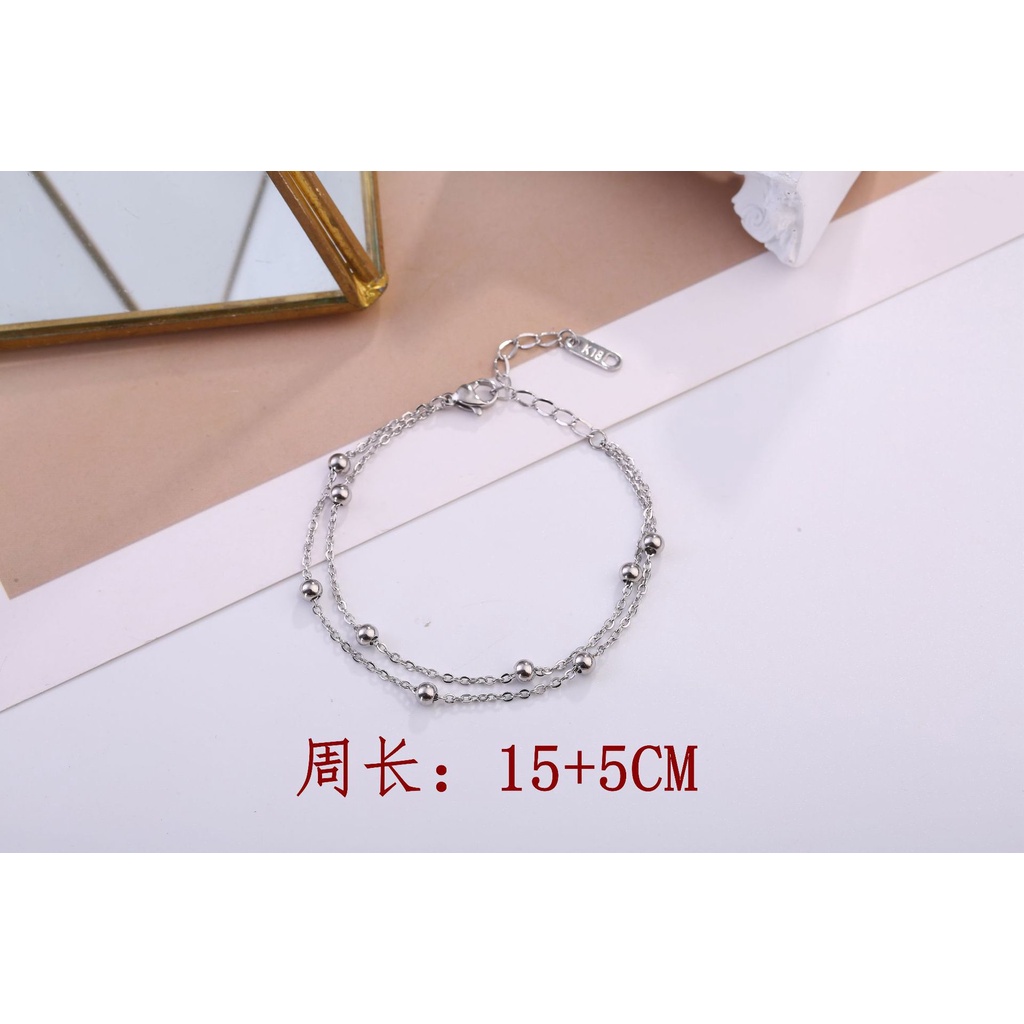 Vòng tay lắc tay nữ titan bi dây đôi H13-105A - CAM KẾT KHÔNG GỈ, KHÔNG BAY MÀU - BẢO HÀNH 12 THÁNG