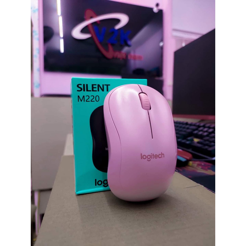 Chuột Không Dây Logitech M220(Đen-Hồng) Không Tiếng Động- Có Công Tắc On/Off - Độ Nhạy Cao