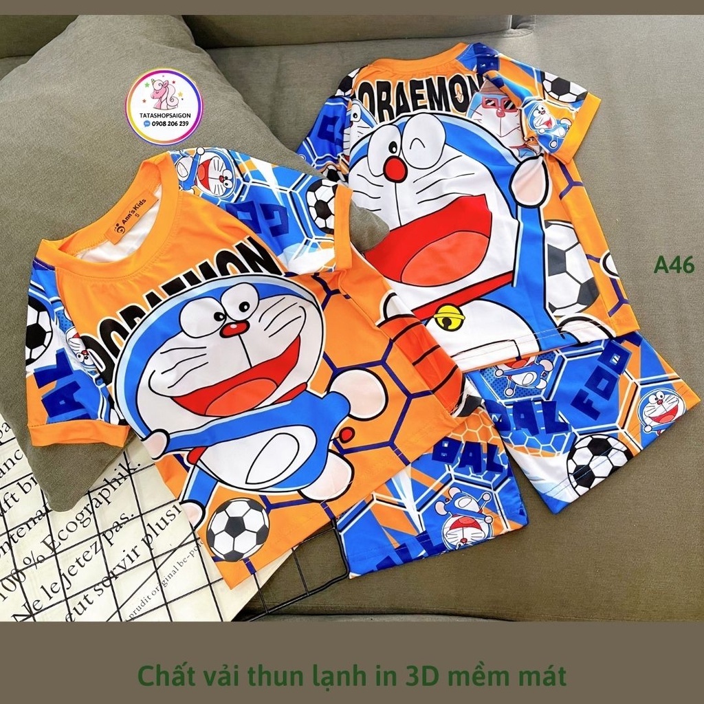 A46 8 đến 22kg Bộ đùi bé trai cộc tay thun lạnh in 3D mềm mát chuẩn hàng an