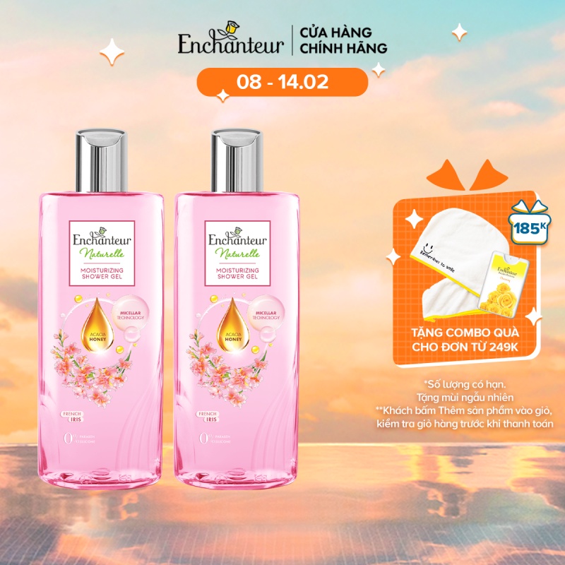 Bộ 2 Sữa tắm dưỡng da thiên nhiên Enchanteur Naturelle hương hoa Iris 260gr/Chai