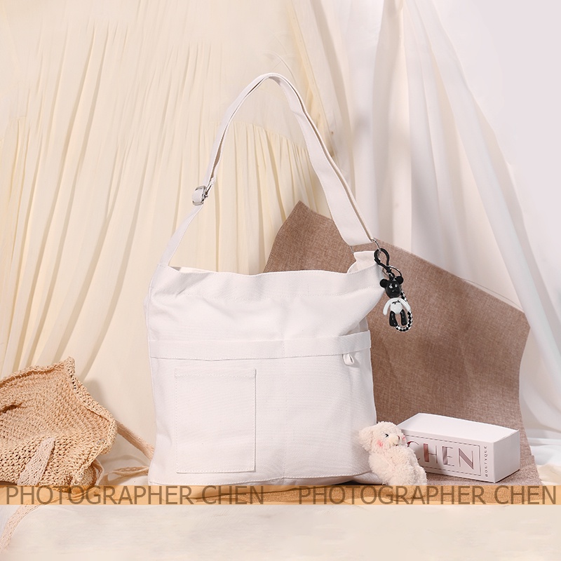 Túi tote đeo chéo đeo vai đi học vải canvas nữ CHEN túi vải a4 đựng laptop sách vở ulzzang tặng kèm sticker TX34