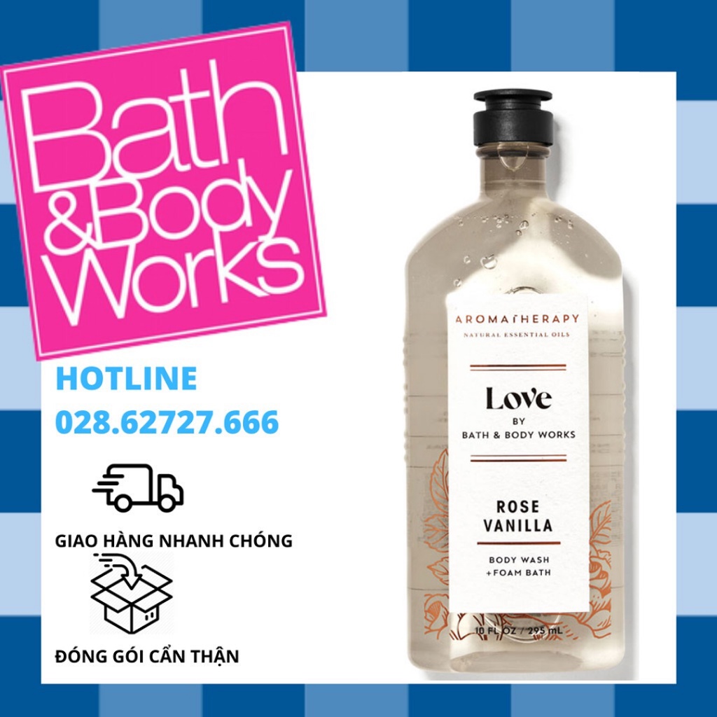 Sữa Tắm Bath &amp; Body Works Aromatherapy Body Wash &amp; Foam Bath – Love Rose &amp; Vanilla (295ml)