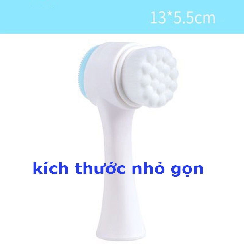 Bàn chải rửa mặt 2 đầu silicone, Dụng Cụ Rửa Mặt 2 Đầu Silicone cầm tay, máy rửa mặt cầm tay [Có sẵn]