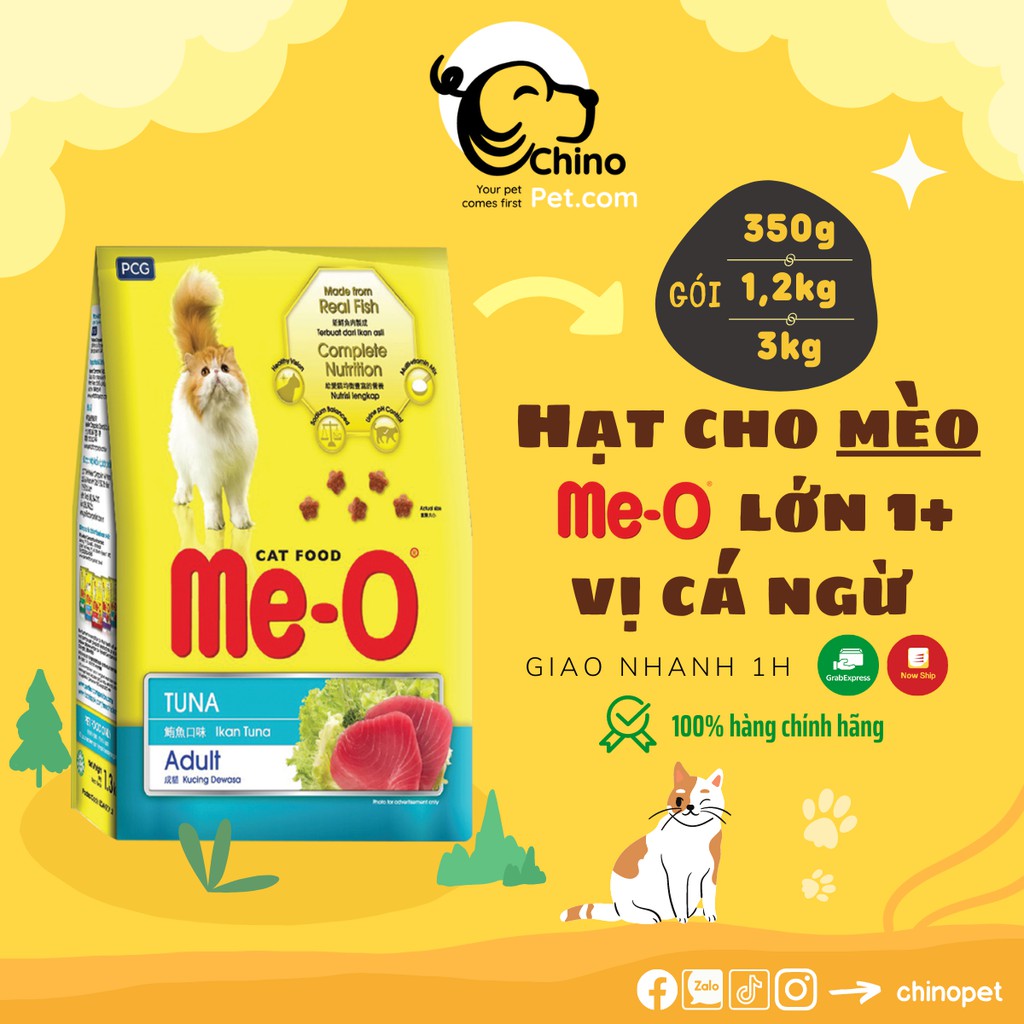 Thức ăn mèo lớn Me-O Cho mèo trưởng thành từ 6 tháng tuổi trở lên Dạng hạt khô cung cấp năng lượng - Túi 350g
