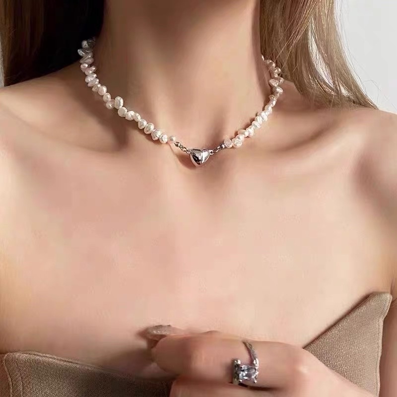 Vòng cổ đính hạt trái tim phong cách hàn quốc - choker đính hạt hình tim