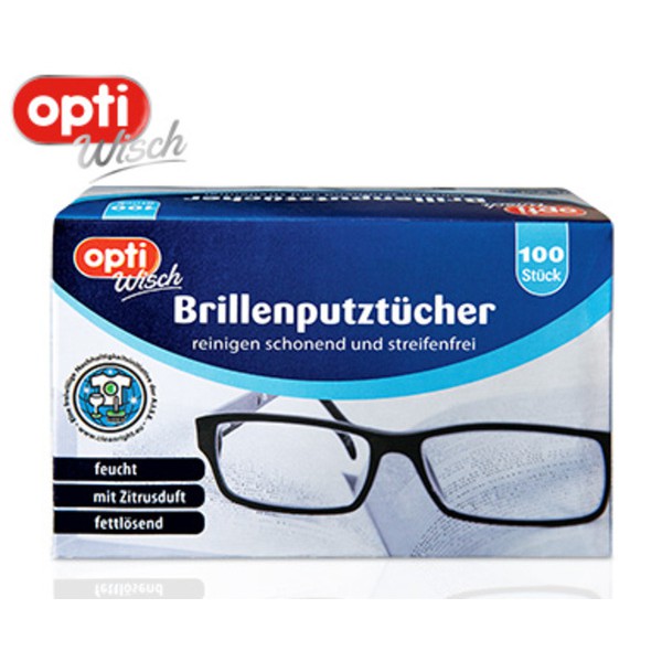 [ Xách Tay Đức ] - Giấy Vệ Sinh Kính Opti Wisch Brillenputz - Tucher Đức [ Hộp 100 miếng ]