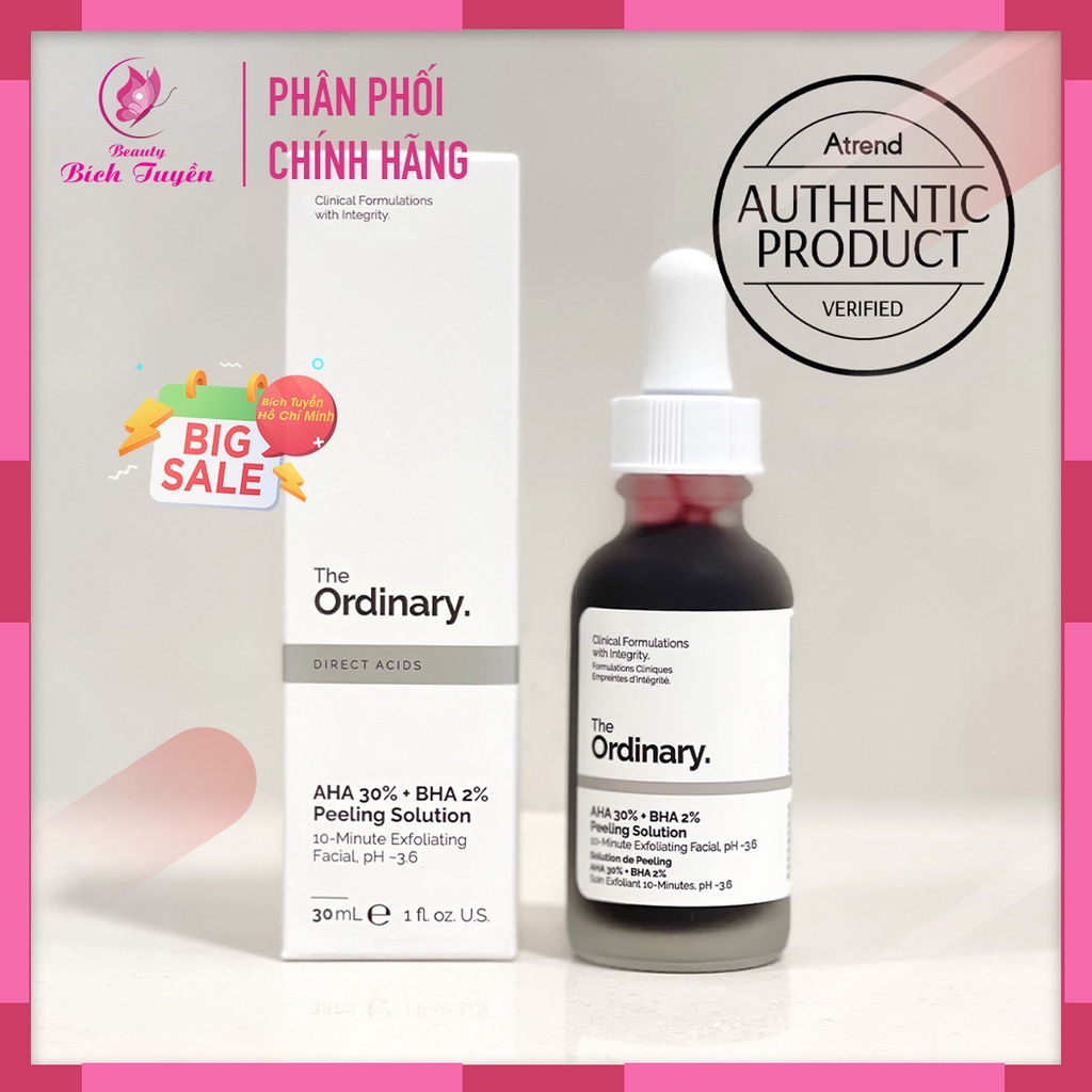 THE ORDINARY Serum tẩy tế bào chết, cải thiện mụn The Ordinary AHA 30% BHA 2% Peeling Solution 30ml BT Cosmetic
