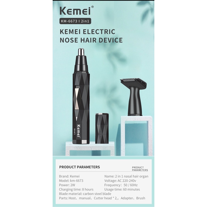 Tông đơ KEMEI cạo râu / lông mũi / tai / lông mày 2 trong 1 an toàn cho nam