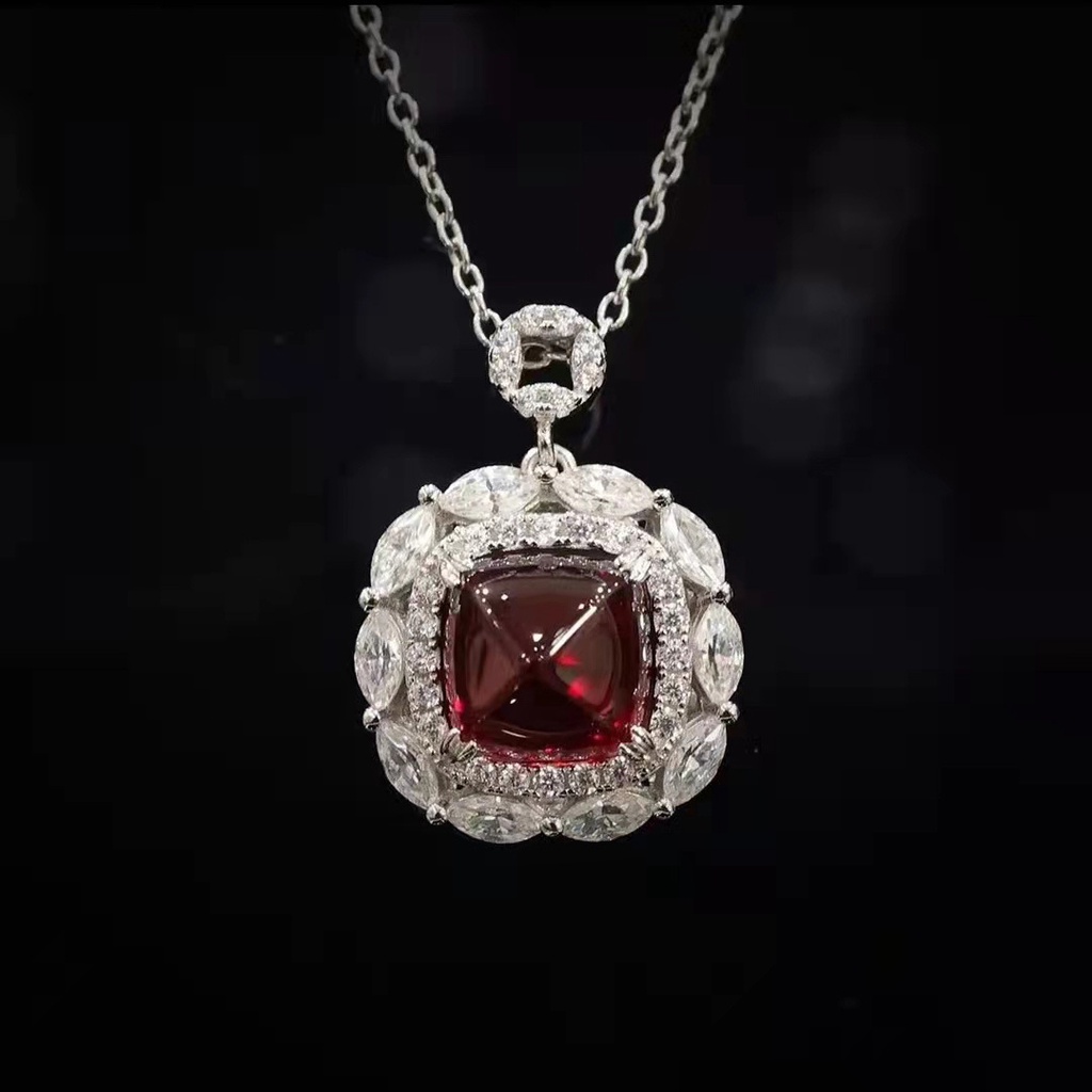 Bộ Dây Chuyền Mặt Đá Ruby Màu Đỏ Sang Trọng Cho Nữ-JHS2-S