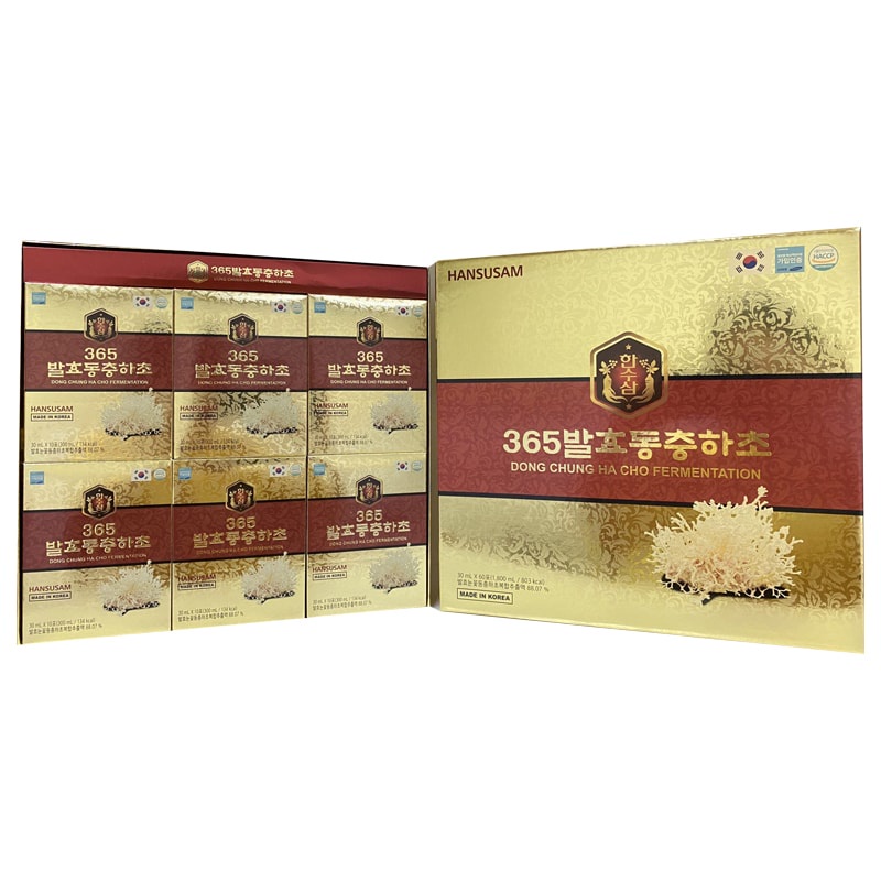 Nước Đông Trùng Hạ Thảo 365 Hansusam Hàn Quốc, Hộp Giấy 60 Gói * 30ml, Giúp Bồi Bổ Nâng Cao Sức Khỏe