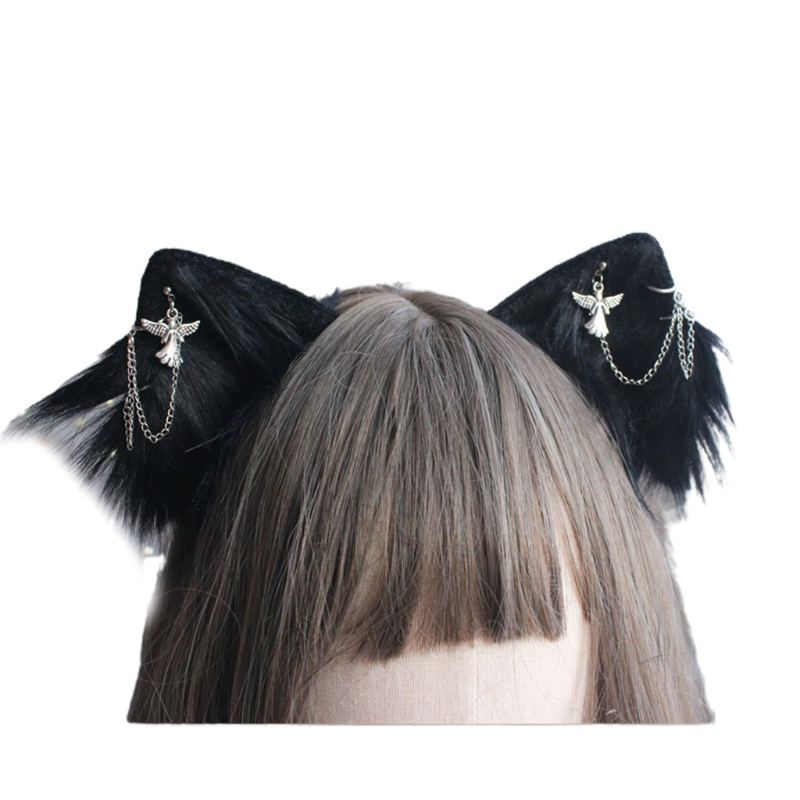 Kẹp Tóc Tai Mèo Phối Lông Phong Cách Lolita Đáng Yêu Cho Bé Gái