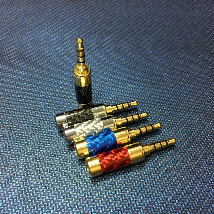 1 Piece 3.5mm 4Ploes Carbon fiber Gold-plated Earphone Plug Gold plated DIY Earphone Plug Connetor