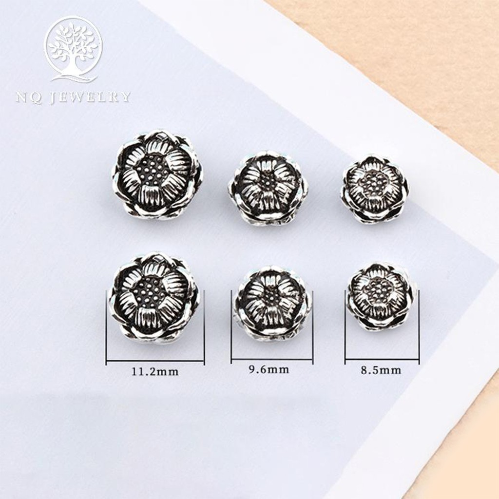 Charm bạc hình hoa sen xỏ ngang - NQ Jewelry