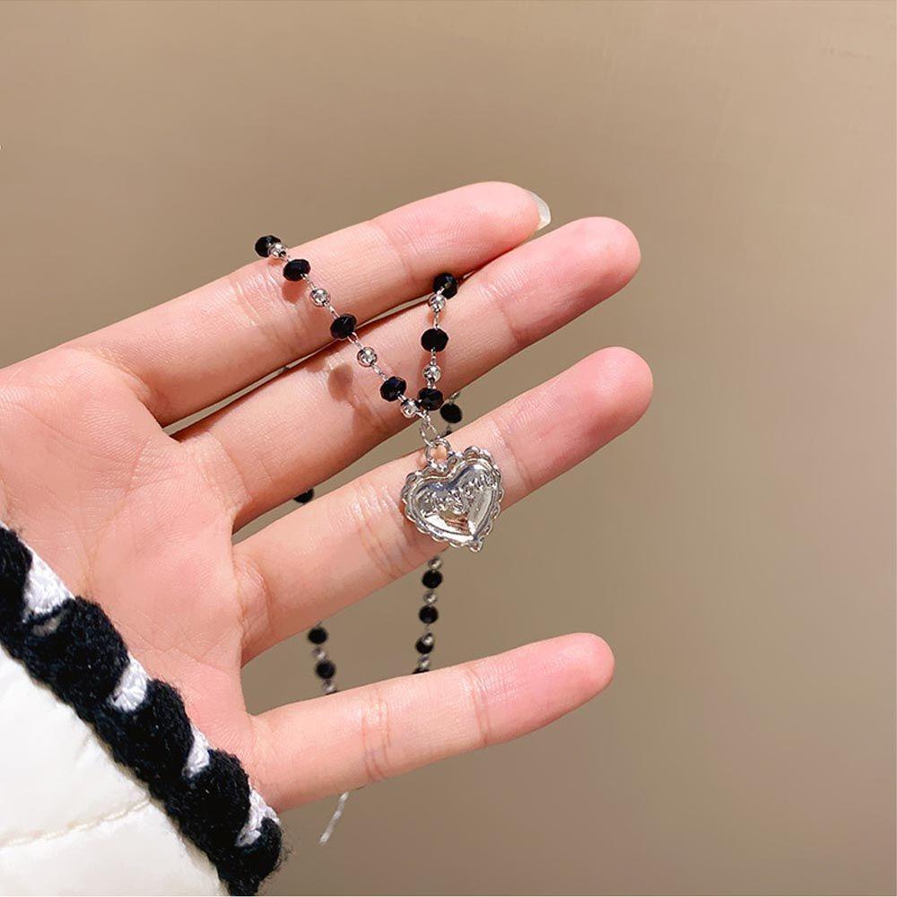 AROMA Dây Chuyền Mặt Trái Tim Khắc Chữ Phong Cách Hàn Quốc Ngọt Ngào Cho Nữ