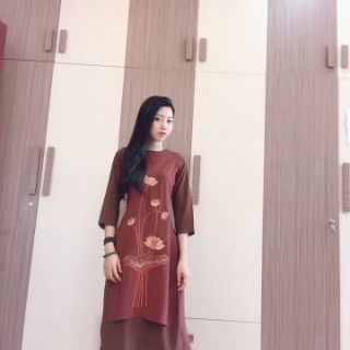 Đồ lam đi chùa áo dài 4 tà
