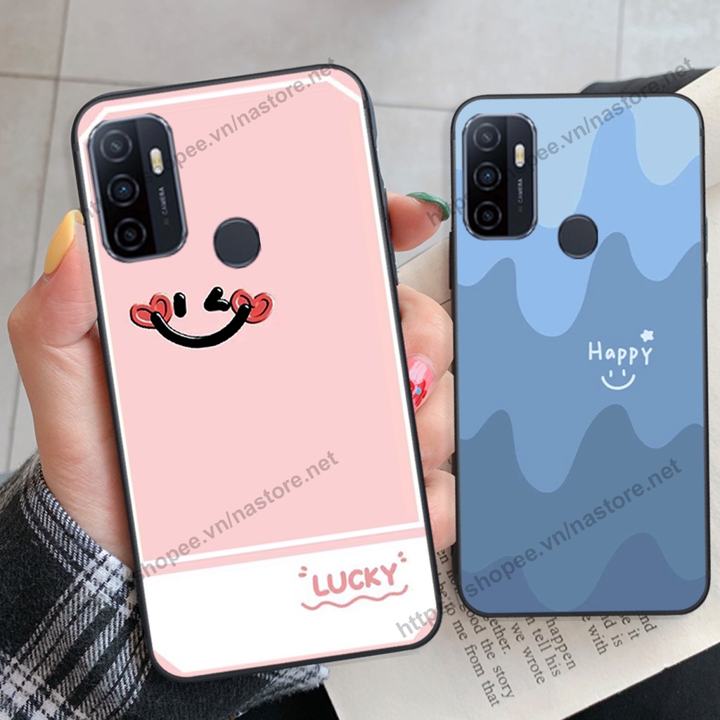 Ốp lưng Oppo A53 mặt cười, họa tiết caro đơn giản đẹp cute