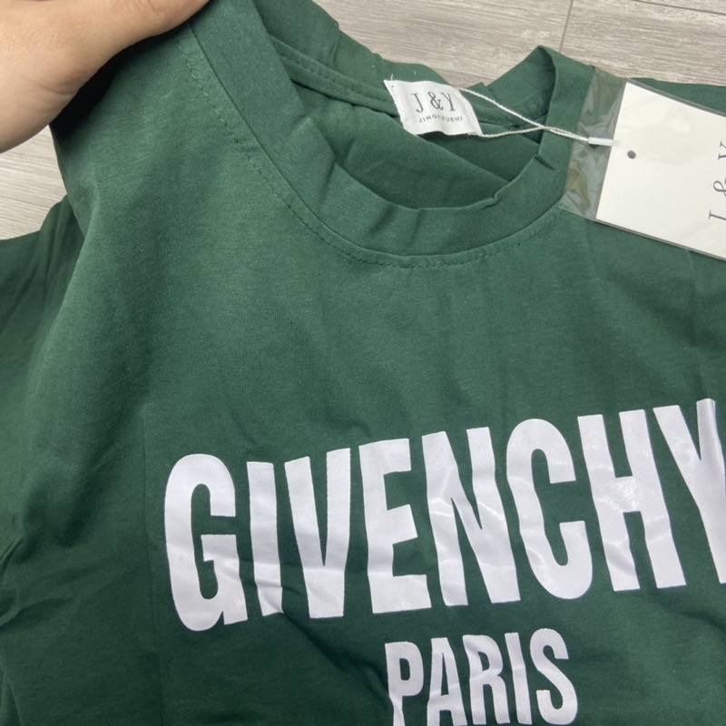 Áo thun xanh két cotton ngắn tay áo phông basic xanh lá cây in chữ trắng