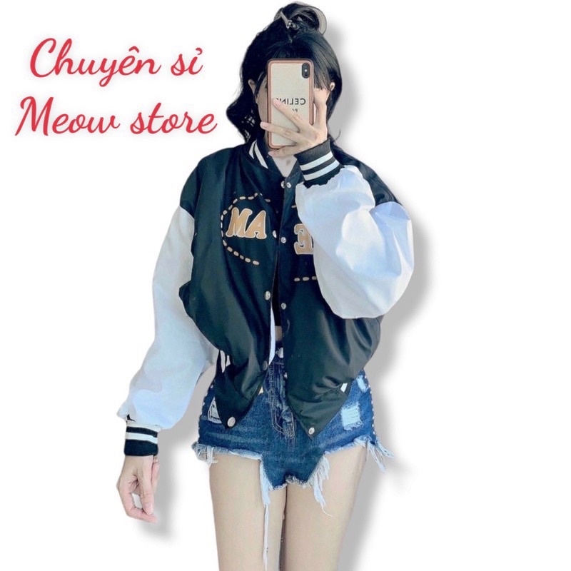 Áo khoác bomber dù 2 lớp croptop cute