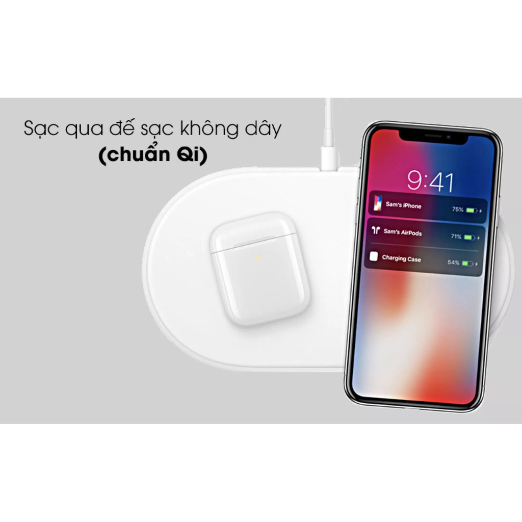 Tai nghe bluetooth Airpods 2 Hổ Vằn chip 1562M không dây [ BH 12 tháng ] định vị, đổi tên, sạc không dây, pin 5H