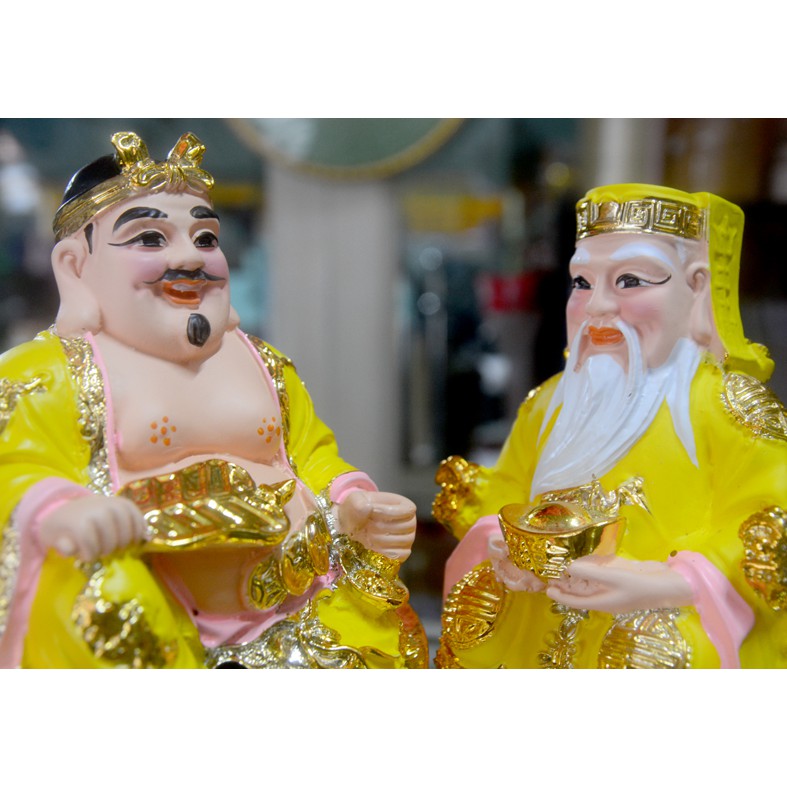 Bộ tượng hai ông Thần Tài Thổ Địa áo vàng-Có 4 cỡ