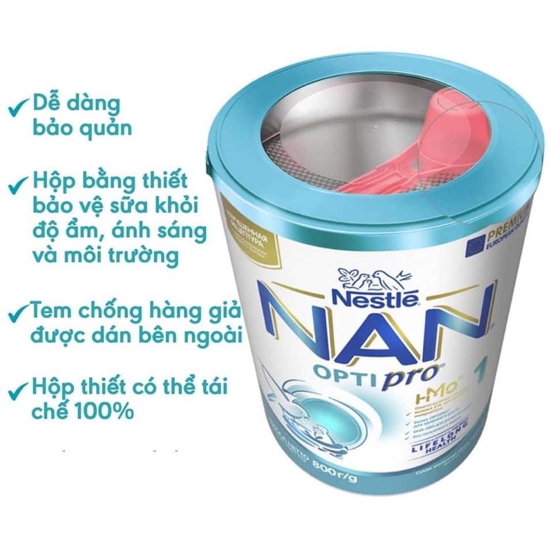 Sữa bột Nan Nga đủ số 1,2,3,4 800g mẫu mới
