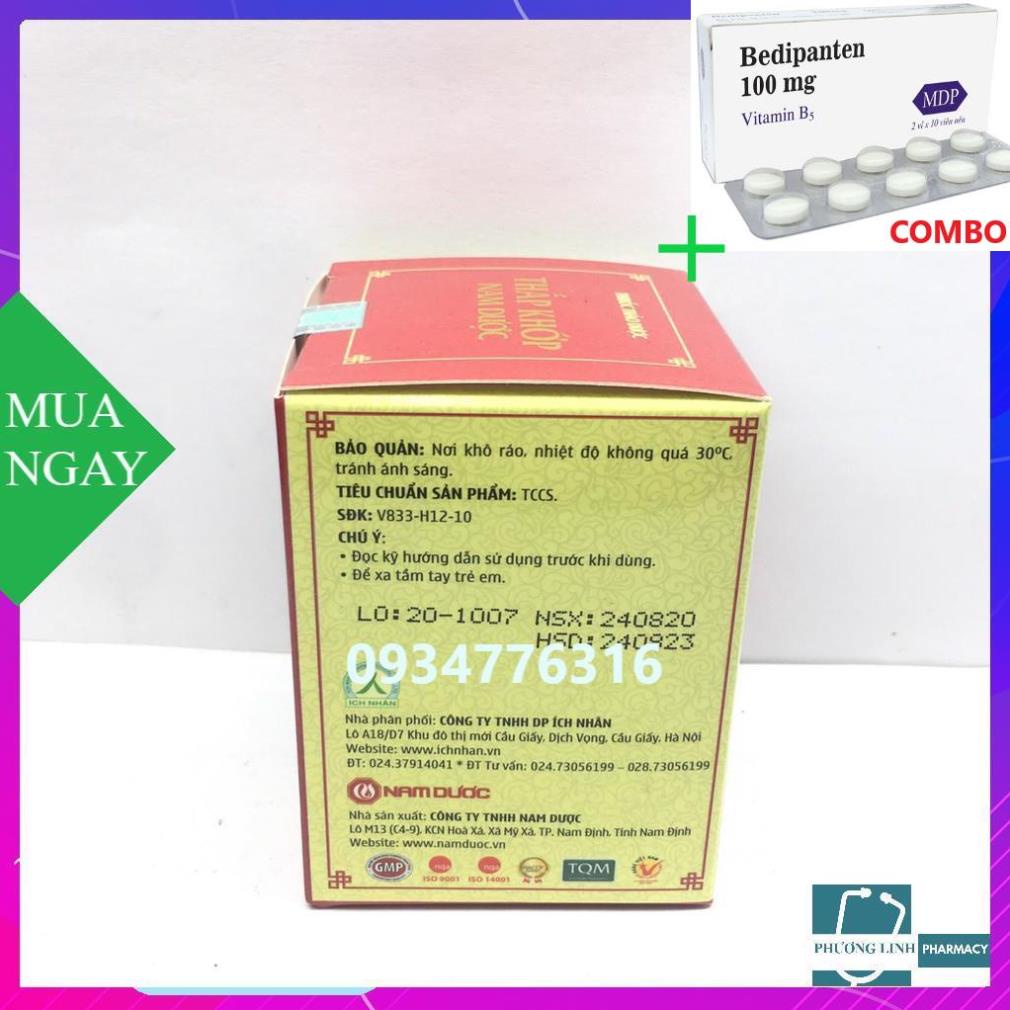Combo Bedipanten 100mg +  TPBVSK THẤP KHỚP NAM DƯỢC 50 viên nang