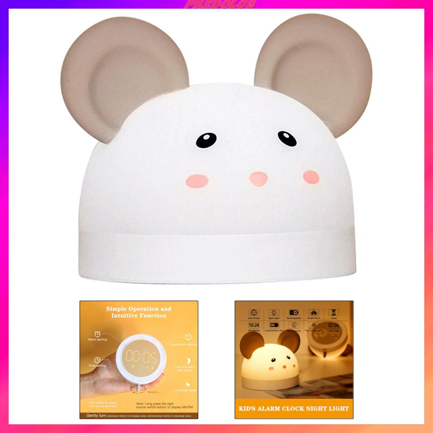 ED Kids Digital Alarm Clock Cute Table Rechargeable Nightlight Wake-up