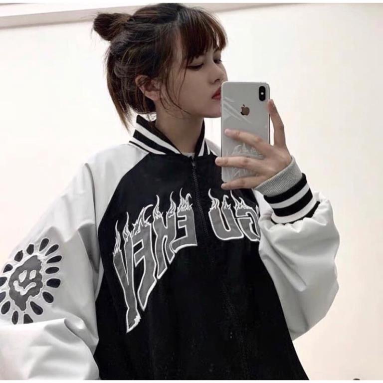 Áo Khoác Bomber Hoạ Tiết Lửa Thời Trang Thu Đông Nam Nữ Hàng 1 Lớp Form Rộng Freesize Hot 2021