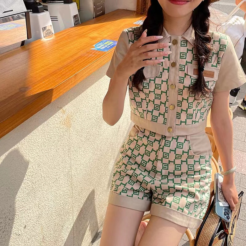 Honypove Bộ Áo Thun Tay Ngắn + Quần Short Phong Cách Phương Tây Thời Trang Mùa Hè Cho Nữ 2021 (Có Bán Lẻ)