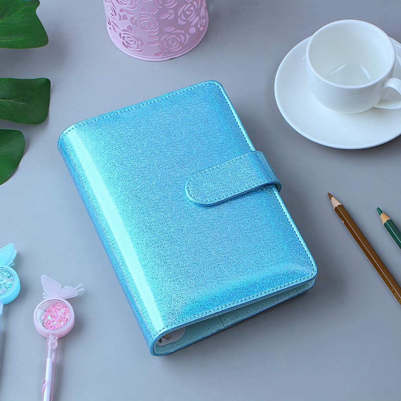 Vỏ Bọc Sổ Tay A6 Bằng Da Pu Kèm 6 Vòng Khóa Tiện Lợi