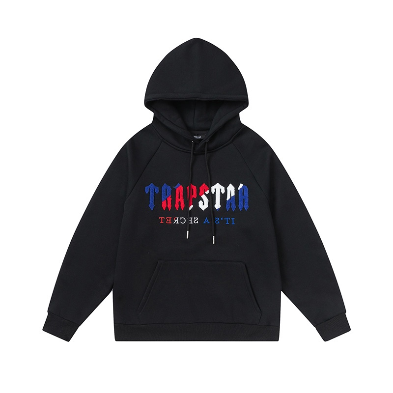 Hàng Bán Chạy - Áo Sweatshirt Lót Lông Cừu Lót Lông Cừu Thêu Hình Khăn Đỏ Xanh Lam-Trapstar Cho Nam Và Nữ